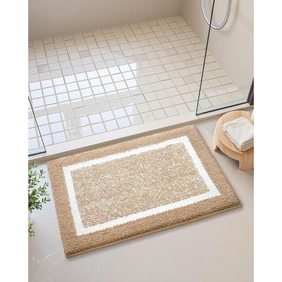 New Color & Geometry Brown Non-Slip Washable Bath Rug Bathroom Mat 20" x 29" - Picture 2 of 7